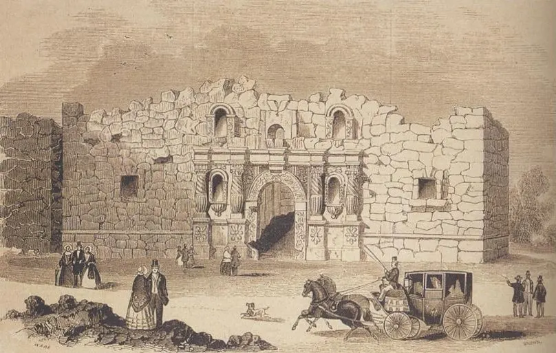 The Alamo mission in San Antonio, from a drawing printed in 1854.