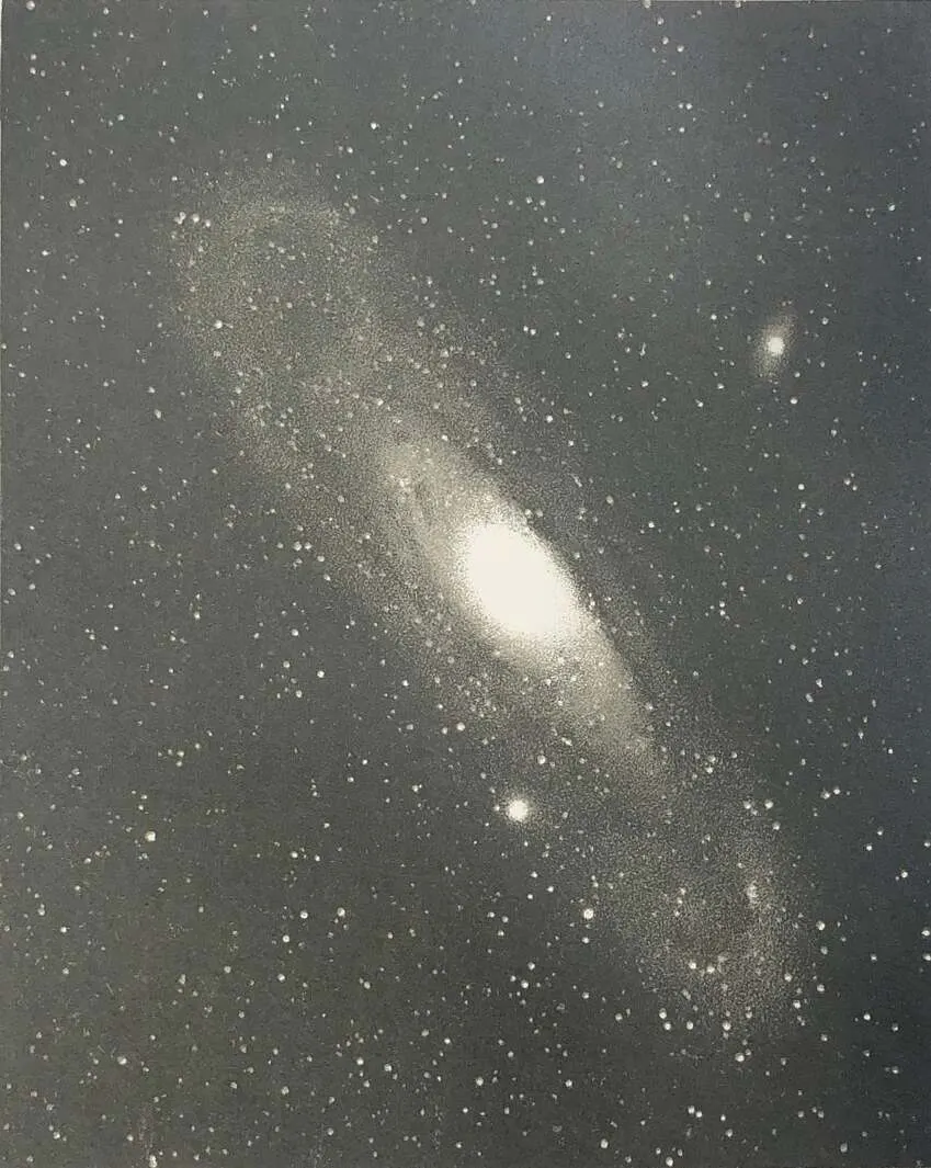 The Andromeda 'nebula', photographed by Isaac Roberts in 1888 and printed in 1891.