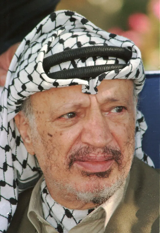 Yasser Arafat, chairman of the PLO, photographed in 1996.