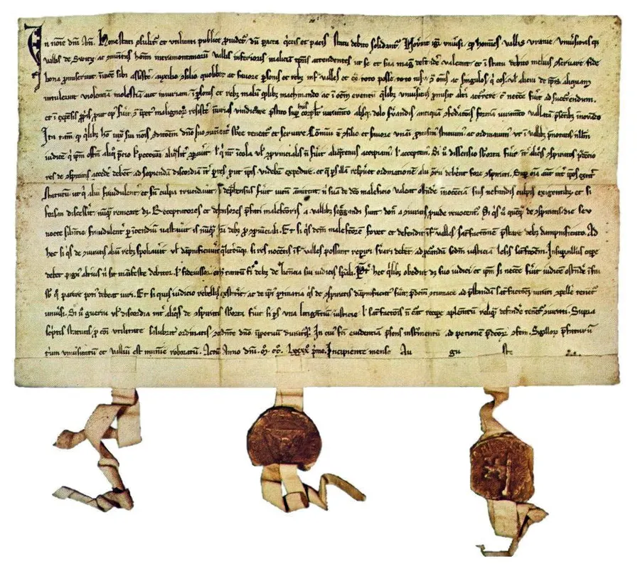 The Federal Charter of 1291, sealed by Uri, Schwyz and Unterwalden
