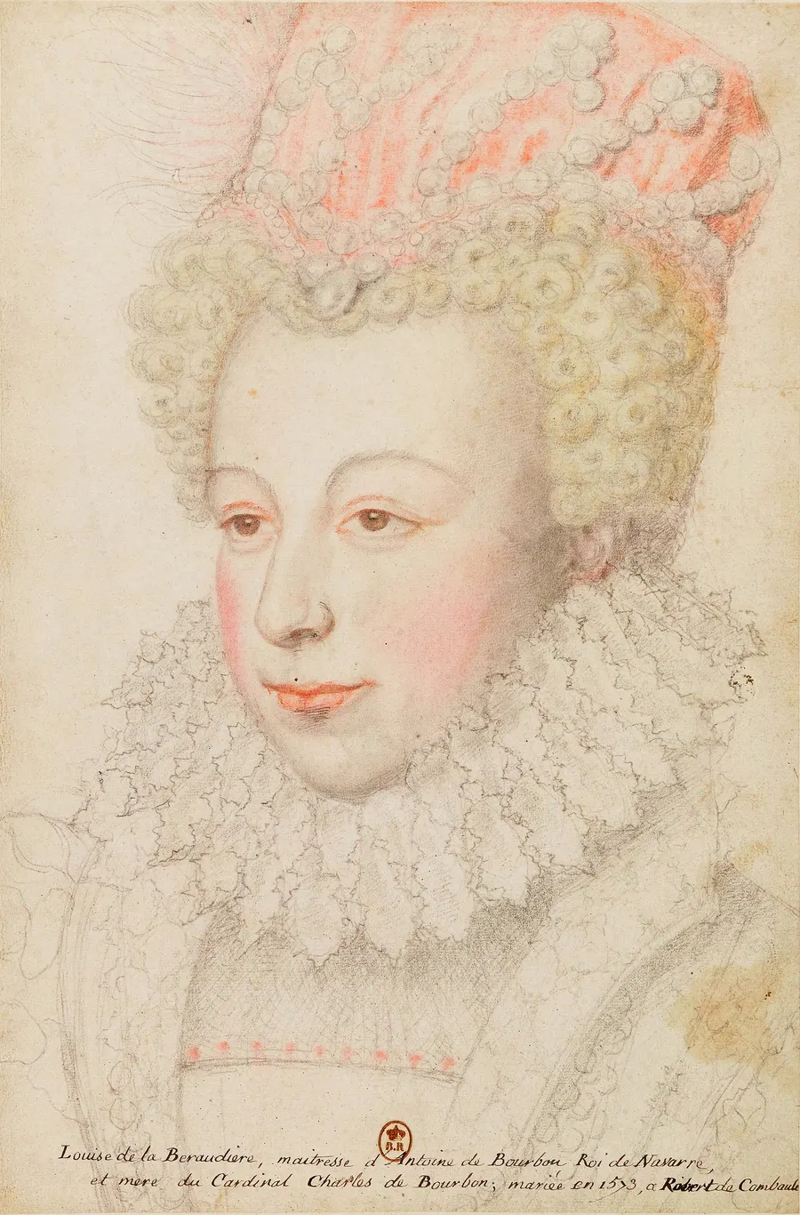 Margaret of Valois, the French king's sister, in a chalk portrait drawing of about 1574