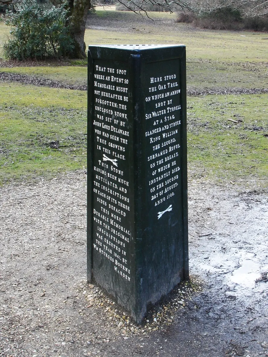 The Rufus Stone in the New Forest, which marks the traditional spot where William II fell