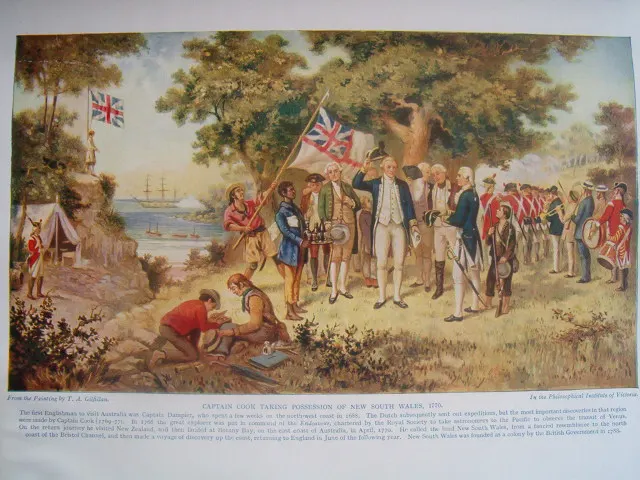 Captain Cook taking possession of New South Wales in 1770, as imagined by John Alexander Gilfillan in the 19th century