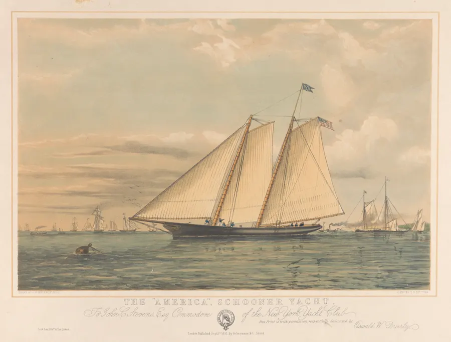The schooner yacht America of the New York Yacht Club, in a print after Oswald Brierly