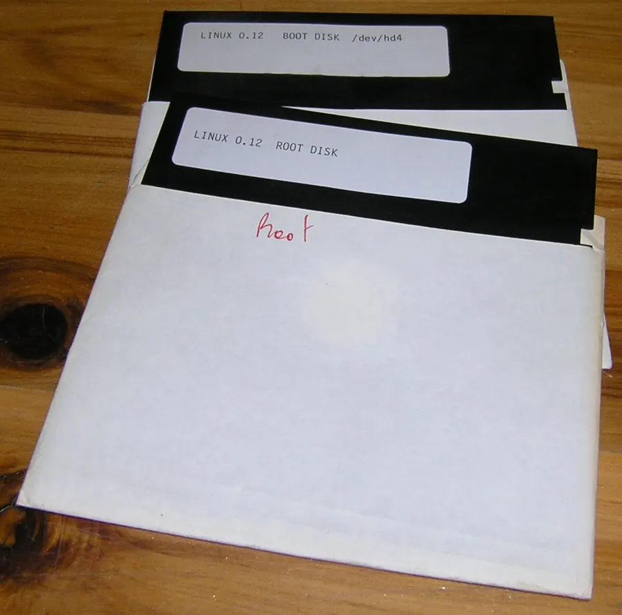 Floppy disks of Linux version 0.12, copied for distribution in Australia in the early days of the system