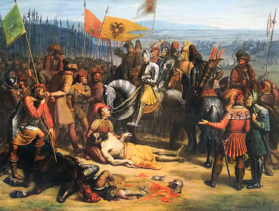 The Battle on the Marchfeld in a 19th-century painting by Anton Petter