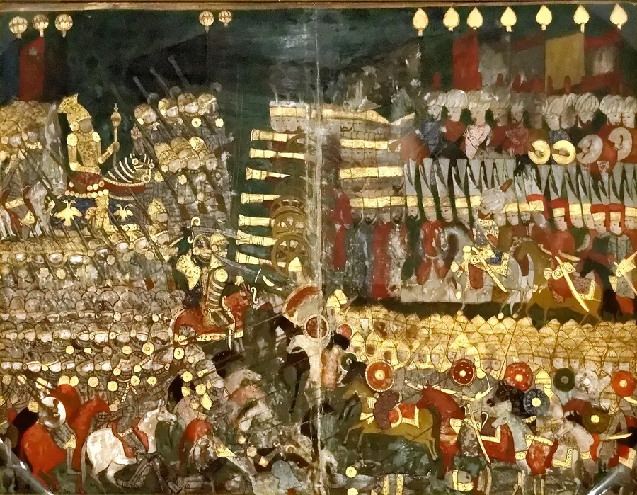 A 16th-century Ottoman miniature of the Battle of Mohács, now displayed at Szigetvár Castle in Hungary