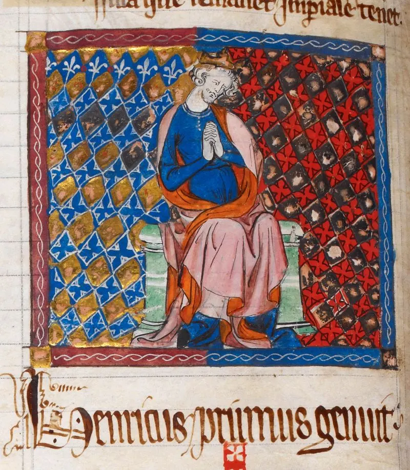 Henry I enthroned, from a medieval English chronicle manuscript in the British Library (Cotton Claudius D ii)