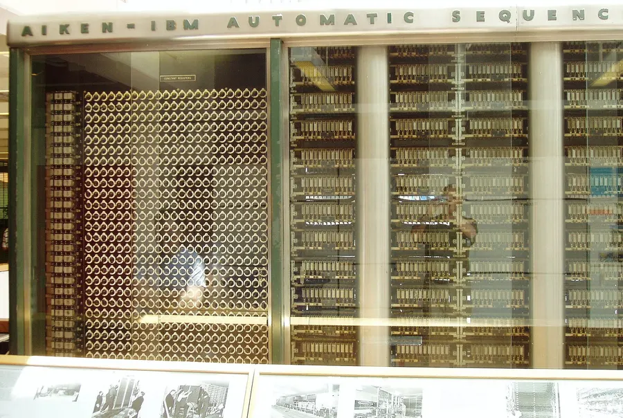 Part of the Harvard Mark I, the IBM Automatic Sequence Controlled Calculator, on display at Harvard University