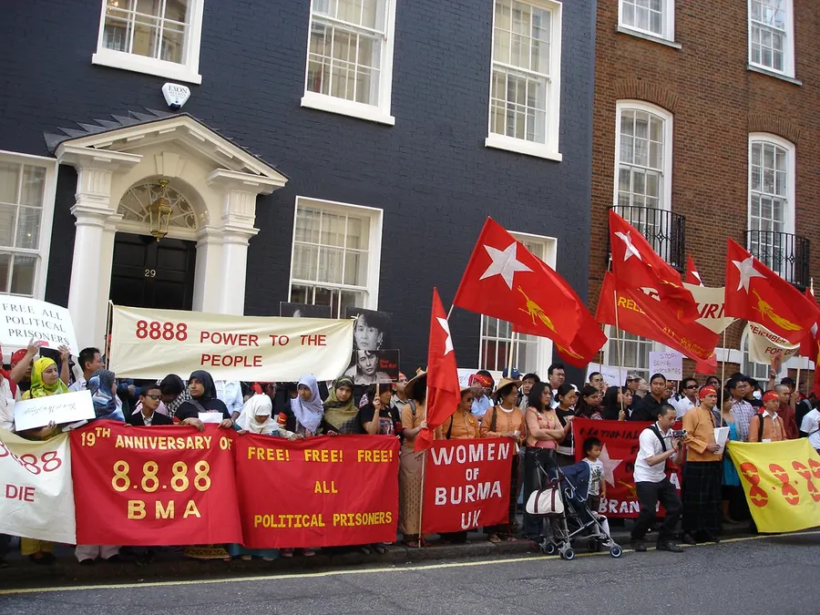 Burmese campaigners and supporters, including the group Women of Burma UK, mark the 19th anniversary of the 8888 uprising on 8 August 2007