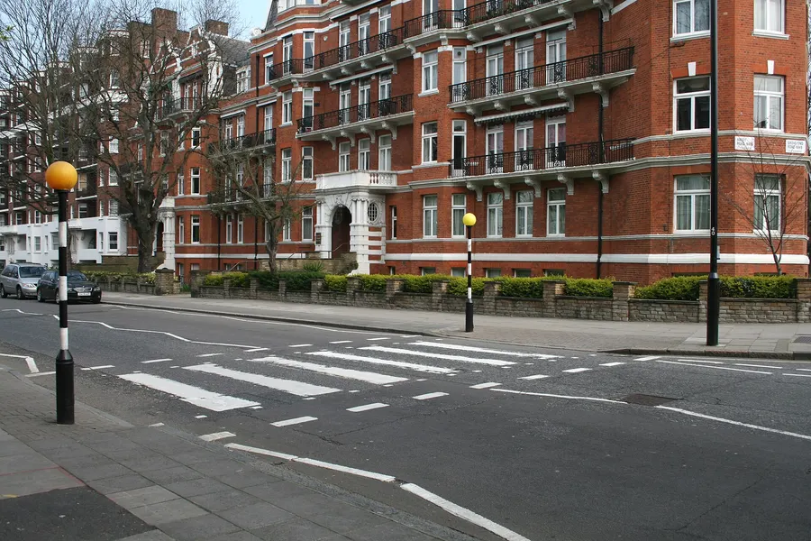 The zebra crossing outside Abbey Road Studios in London, photographed in 2007