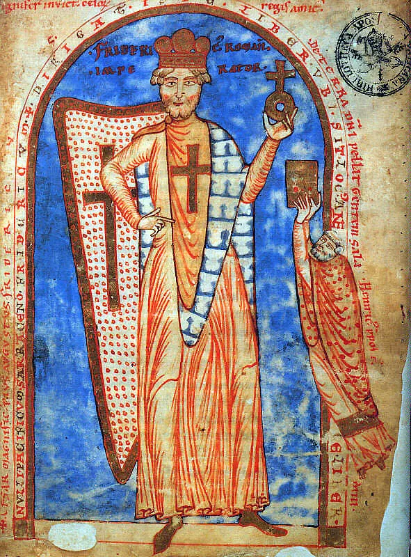 Frederick Barbarossa as a crusader, in a manuscript made in 1188.