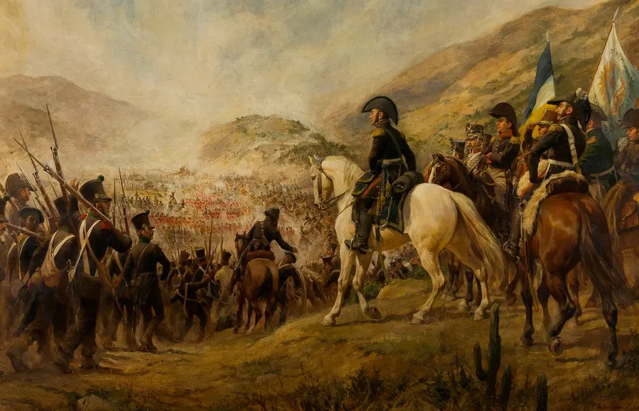 The Chilean and Argentine army on its way to the Battle of Chacabuco, led by José de San Martín, painted by Pedro Subercaseaux in 1908.