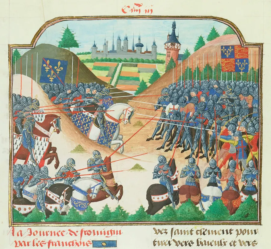 The Battle of Formigny in a 15th-century French manuscript illustration.