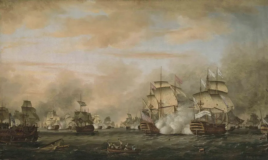 The Battle of the Saintes, 12 April 1782, painted by Thomas Whitcombe.