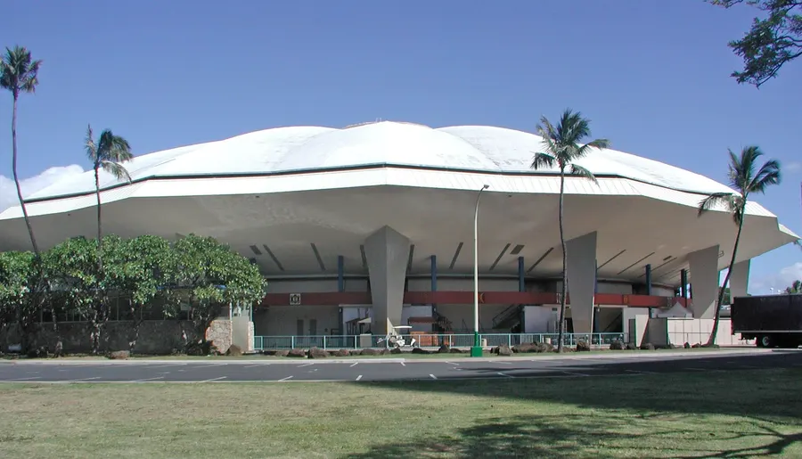 The arena in Honolulu, then called the Honolulu International Center, where Elvis Presley played Aloha from Hawaii; photographed in 2010.