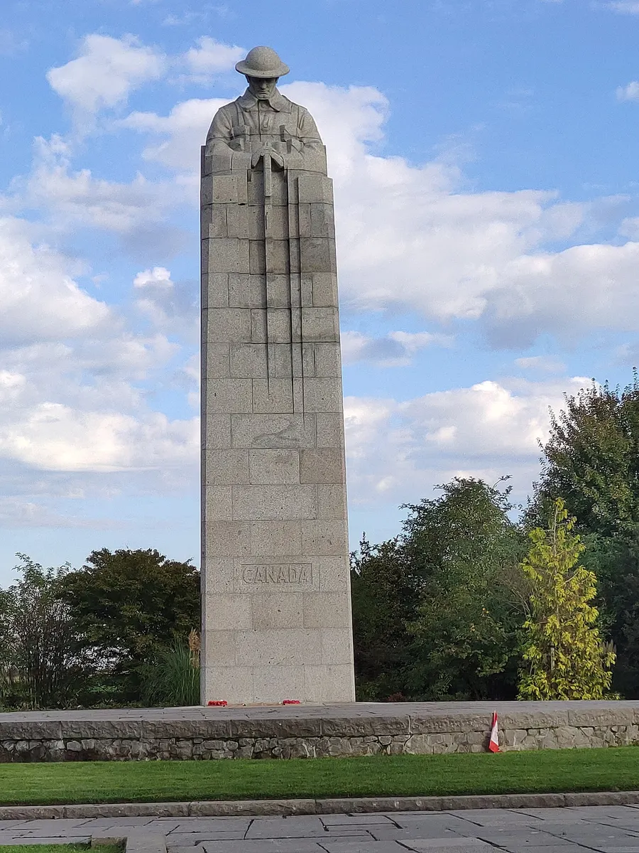 The Brooding Soldier at Saint-Julien, Belgium, Canada's memorial to the men who faced the first gas attacks in April 1915.
