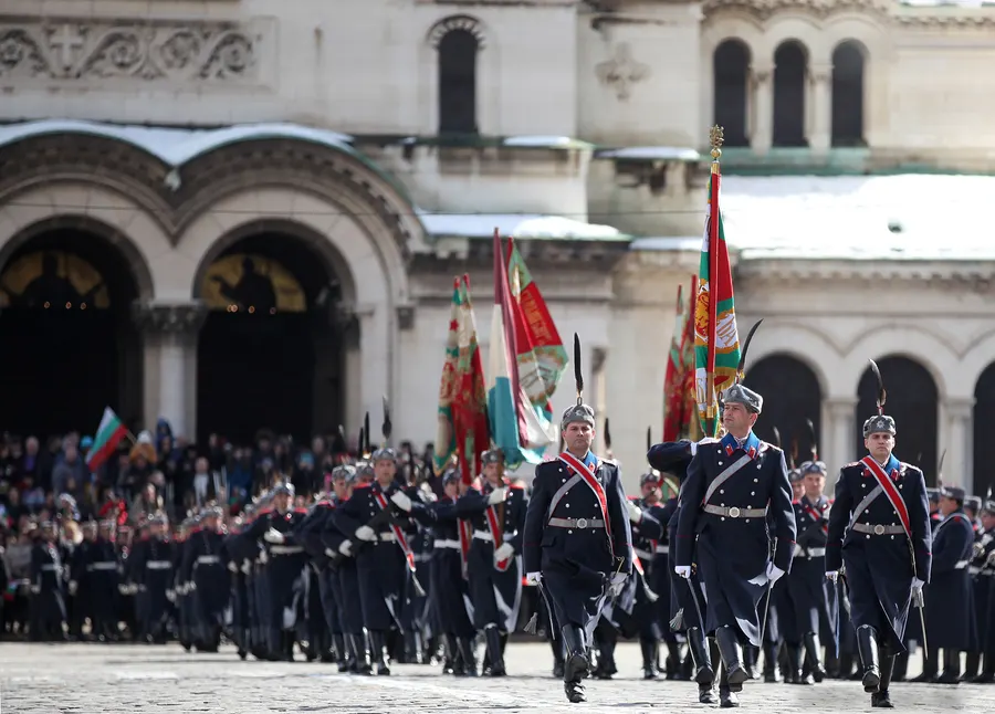Bulgarian National Guards parade in Sofia on Liberation Day, 3 March 2018.