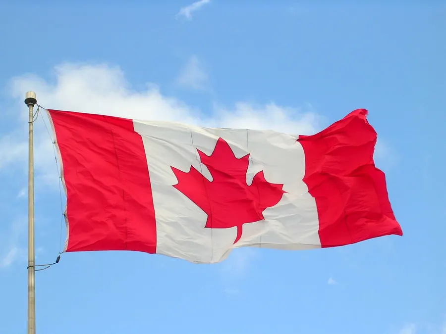 The Canadian flag flying in Halifax, Nova Scotia, in September 2004.