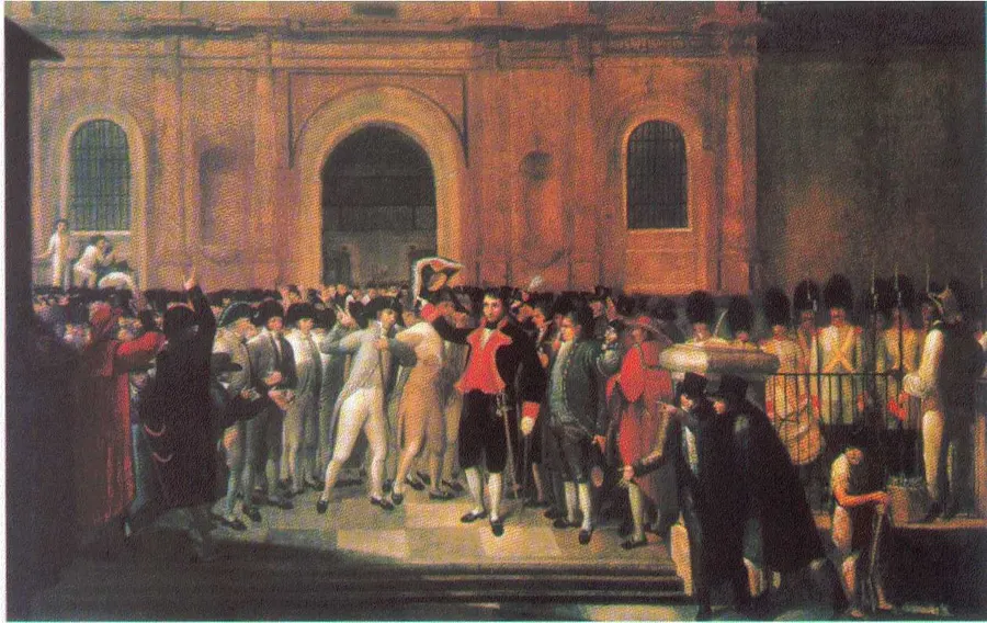 Juan Lovera's painting of the events in Caracas on 19 April 1810.