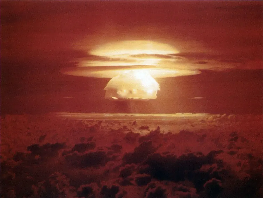 The Castle Bravo fireball over Bikini Atoll, 1 March 1954.