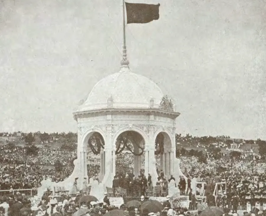 The pavilion in Centennial Park, Sydney, where the Commonwealth was inaugurated on 1 January 1901, from the film of the day.