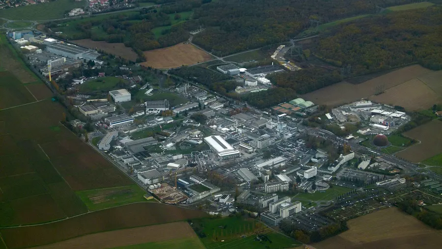 CERN's main site near Geneva, seen from the air in 2012.