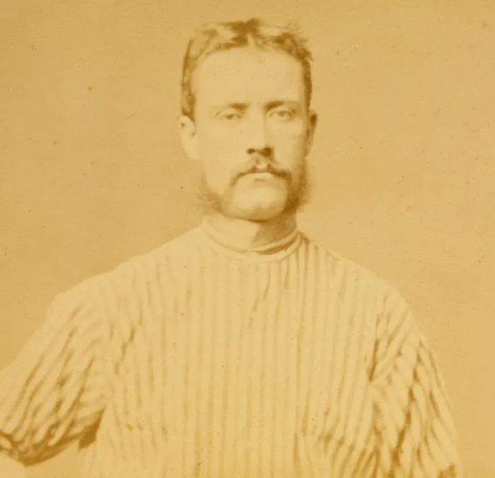 The Australian batsman Charles Bannerman, about 1877.