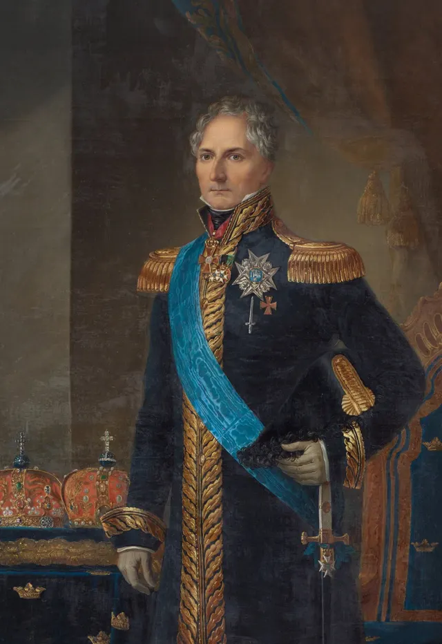 Charles XIV John, the former French marshal Jean-Baptiste Bernadotte, painted by Fredric Westin around 1843.