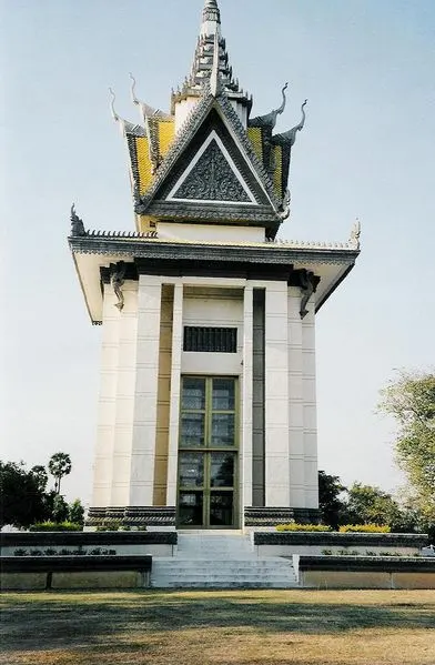 The memorial stupa at Choeung Ek, near Phnom Penh, which honours the victims of the Khmer Rouge.