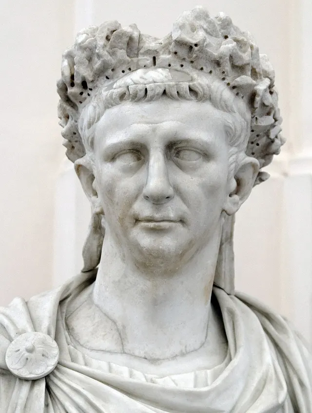 A Roman bust of the emperor Claudius.