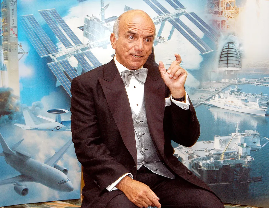 Dennis Tito, the first private citizen to visit the International Space Station, speaking at the Space Congress at Cape Canaveral in 2003 (NASA).