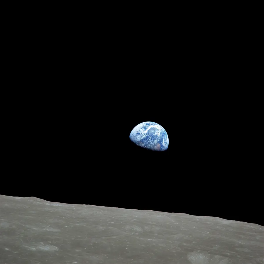 Earthrise, photographed by Bill Anders from lunar orbit, 24 December 1968.