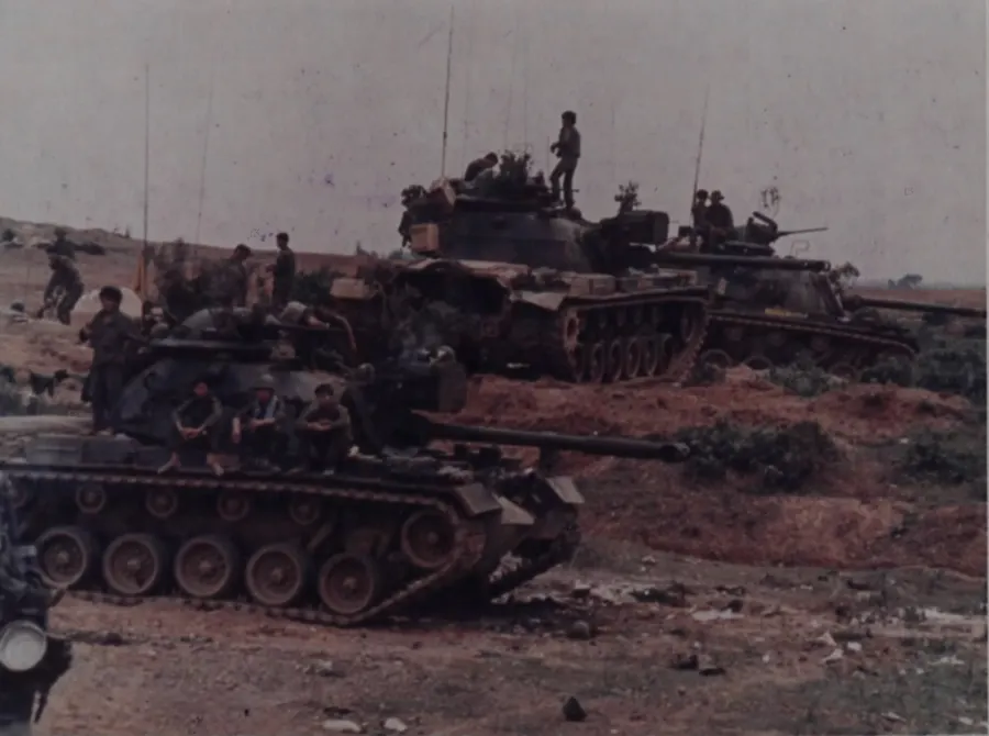 South Vietnamese M-48 tanks near the Dong Ha River, 10 April 1972.