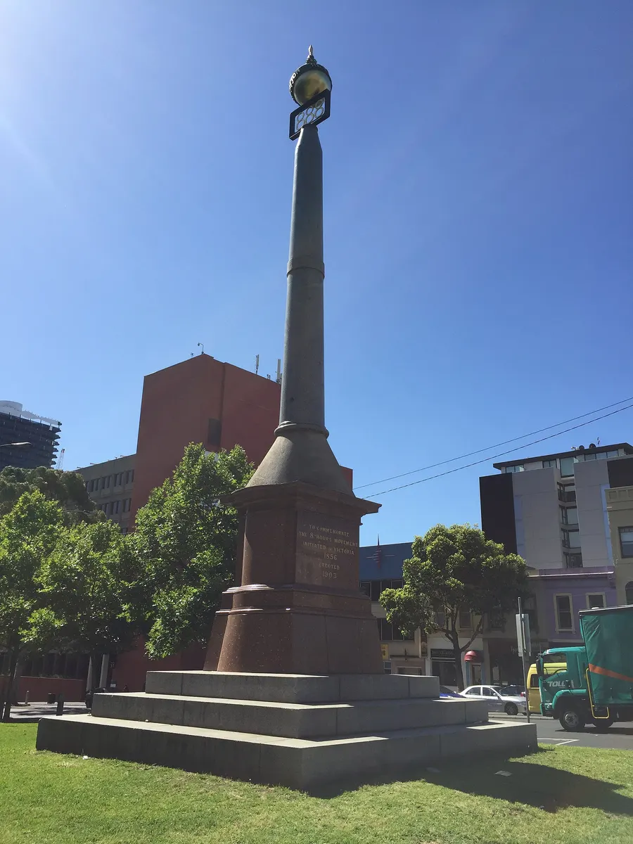 The Eight Hour Day monument in Melbourne, put up in 1903 to mark the 1856 victory.