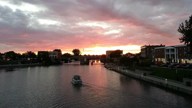 Sunset over the Erie Canal at North Tonawanda, New York.