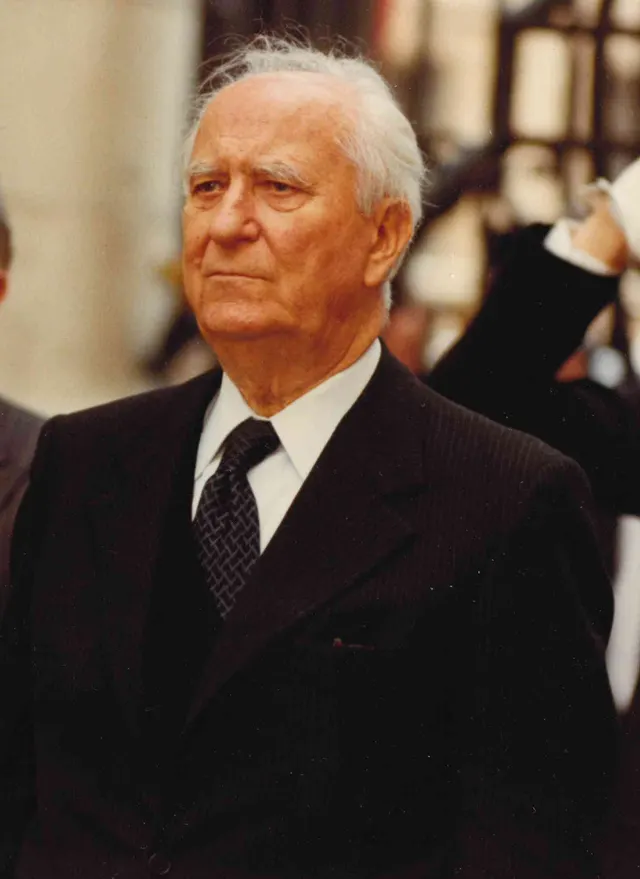 Gaston Defferre, the French minister who gave his name to the 1956 law, photographed in later life
