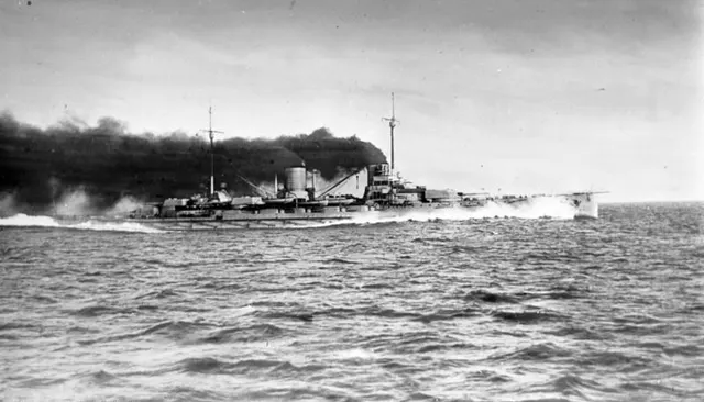 The German battlecruiser Goeben, which led the raid under the Ottoman name Yavuz Sultan Selim.