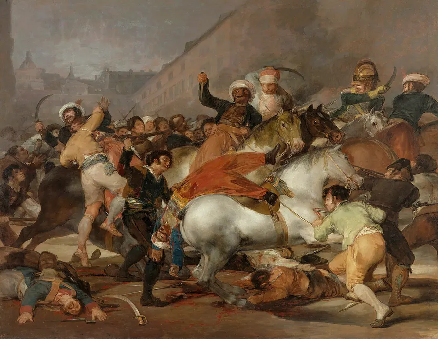 Goya's painting of 2 May 1808 in Madrid, showing townspeople attacking Napoleon's Mameluke cavalry.