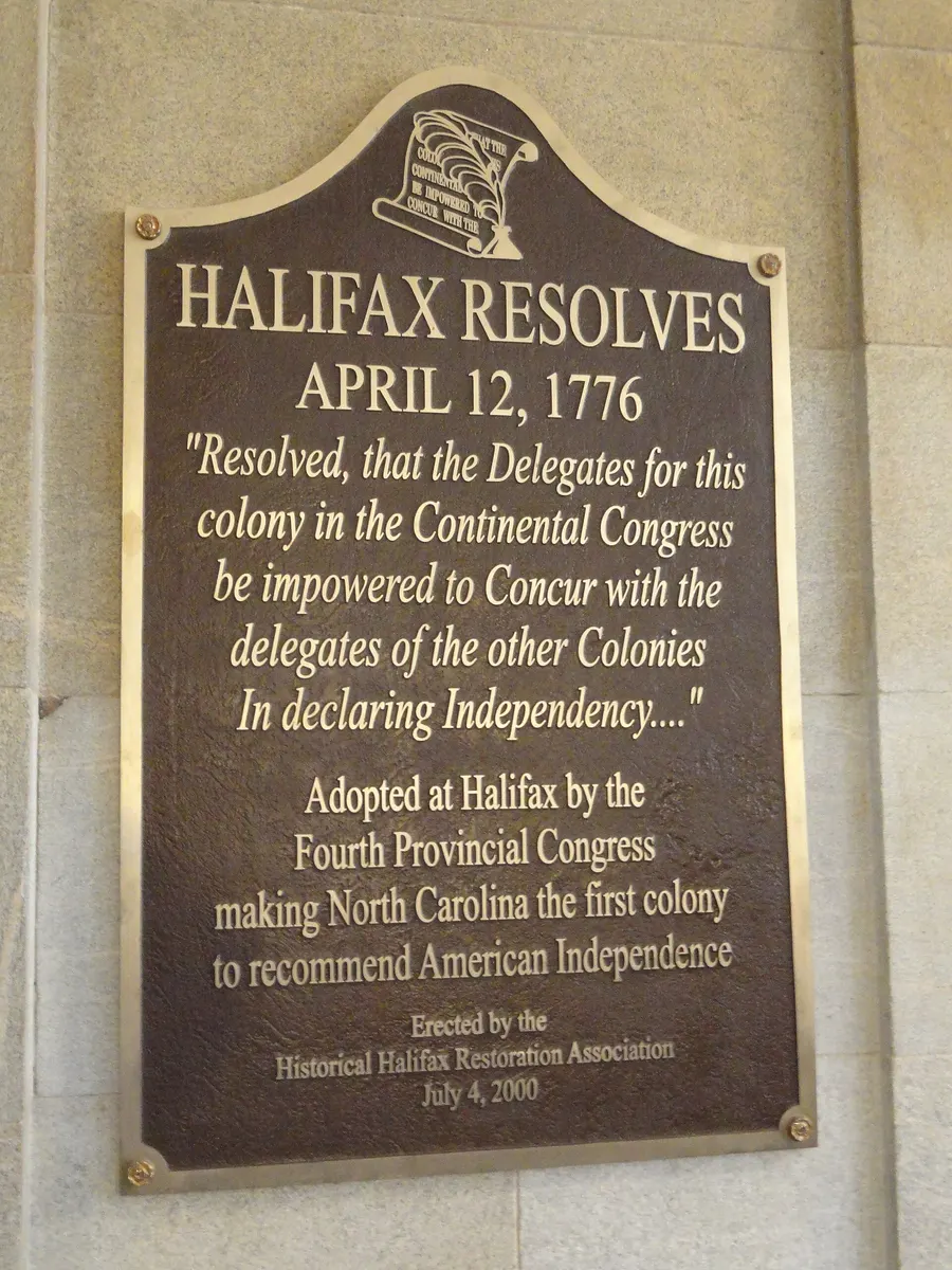 A plaque recording the Halifax Resolves in the North Carolina State Capitol, Raleigh.