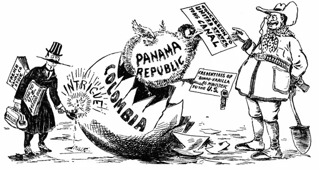 An American cartoon of 1903 on the Panama canal question.