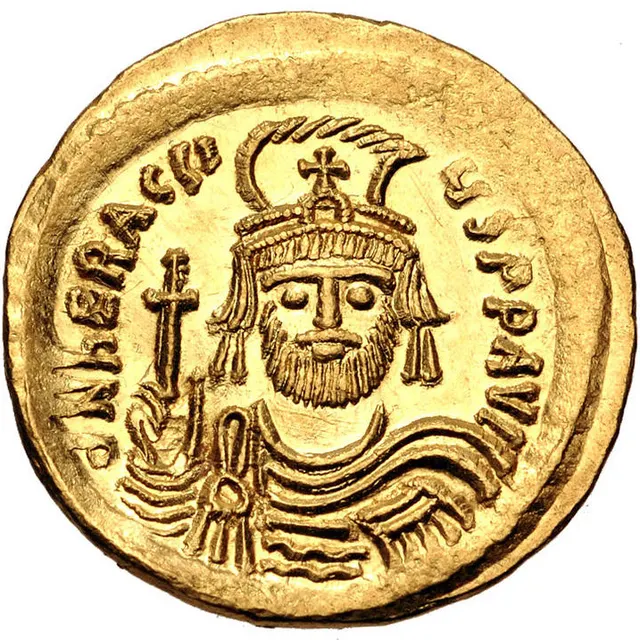 A gold solidus of the Byzantine emperor Heraclius.