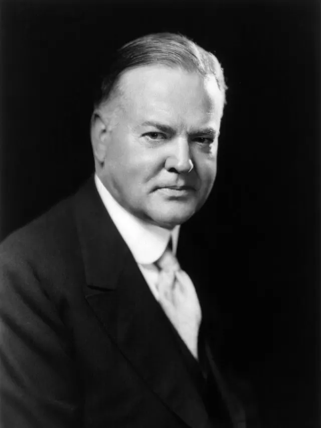 Herbert Hoover, whose face and voice were carried from Washington to New York in the 1927 demonstration.