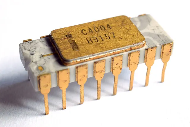 An Intel C4004 microprocessor.