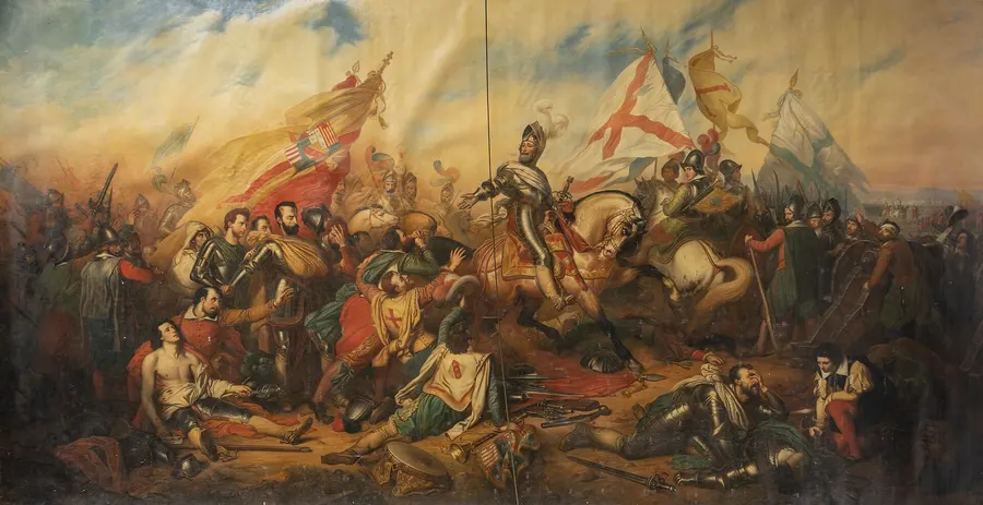 Henry IV at the end of the battle of Ivry, painted by Charles de Steuben about 1840.