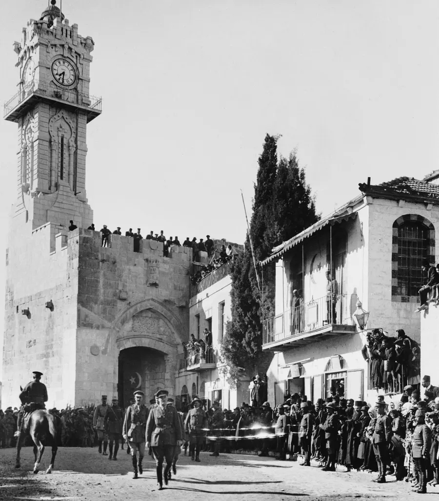 General Allenby's formal entry into Jerusalem through the Jaffa Gate on 11 December 1917, two days after the city's surrender.