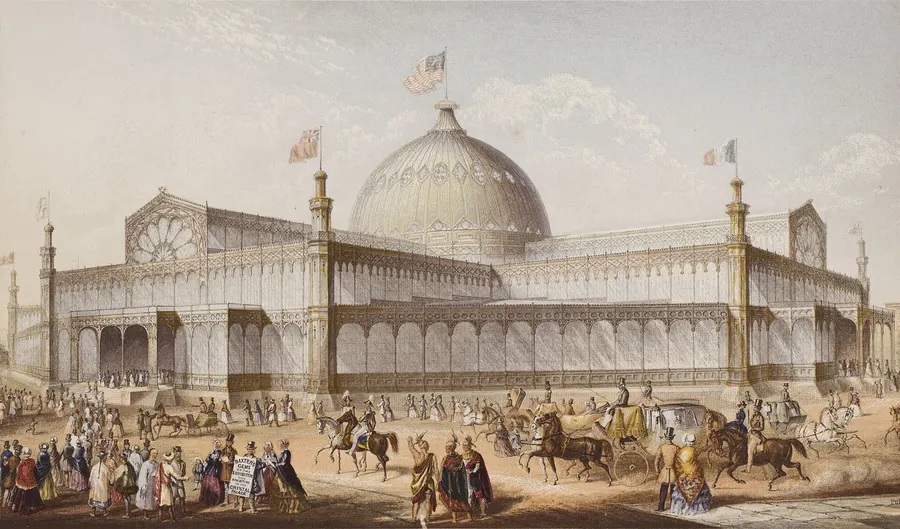 The New York Crystal Palace, in a coloured print after its architect Karl Gildemeister