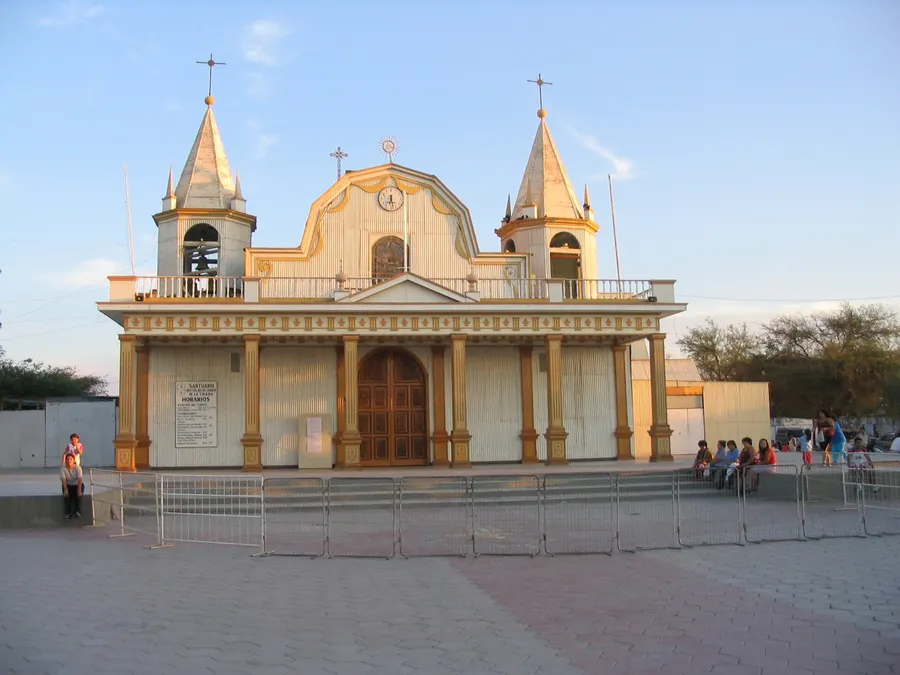 The church of Our Lady of Mount Carmel at La Tirana, in the Pampa del Tamarugal of northern Chile
