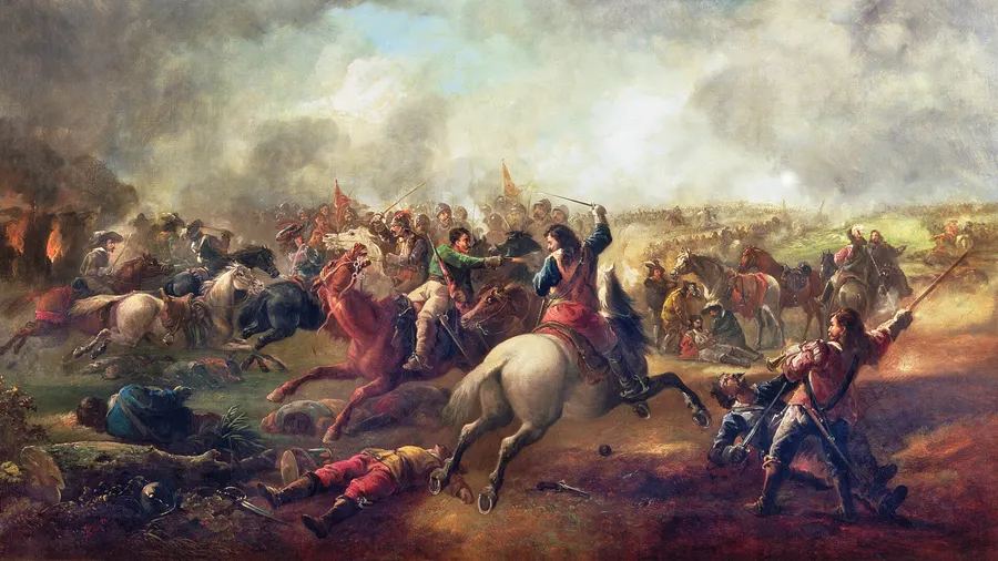 The Battle of Marston Moor as imagined by the Victorian painter John Barker