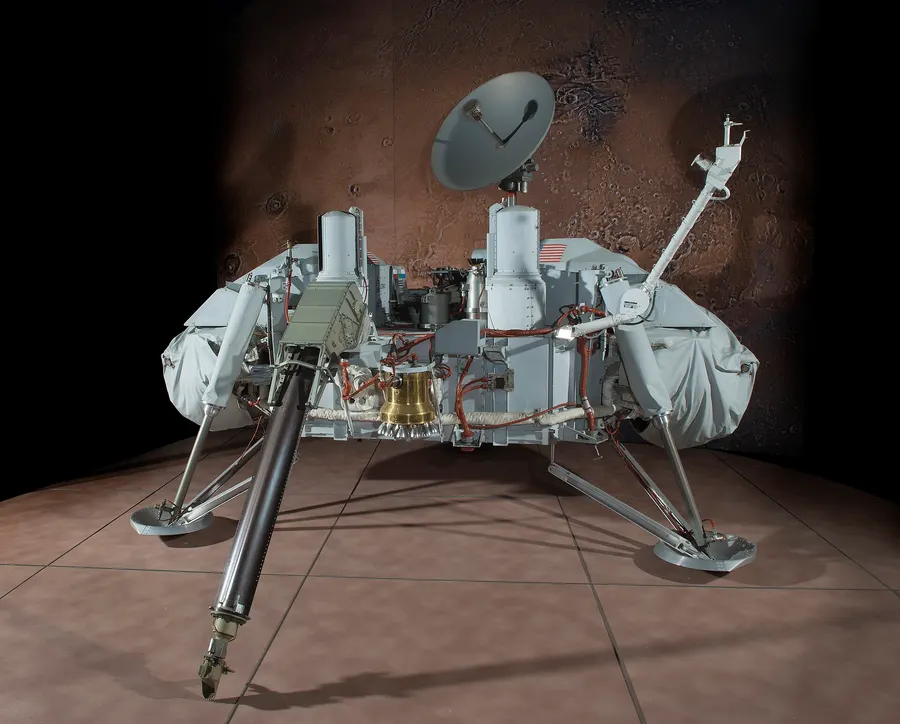 A Viking lander test model, identical to the craft that landed on Mars, at the Smithsonian National Air and Space Museum